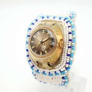 Vintage Timex Mechanical Womens Wind Up Watch Gold Bronze Tone w New Battery